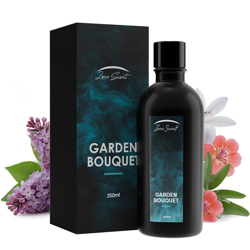 Zone Scent Garden Bouquet bottle top view highlights premium fragrance for a calming home