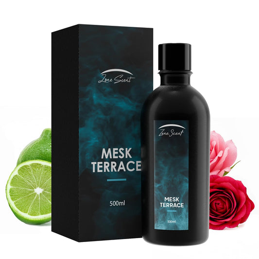 Zone Scent MESK Terrace bottle close-up highlighting elegant floral citrus aroma for home diffusion.