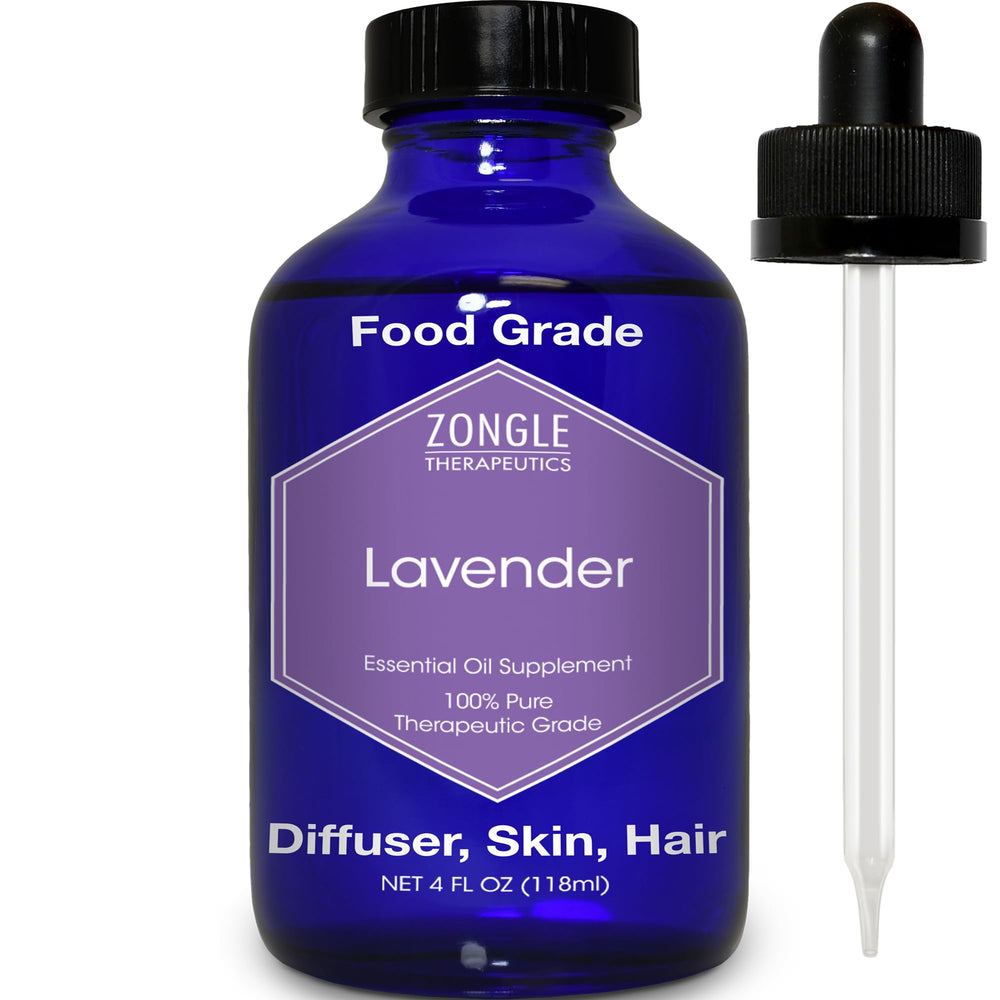 Zongle Therapeutics lavender oil bottle for aromatherapy and relaxation.