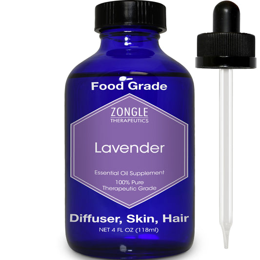 Zongle Therapeutics lavender oil bottle for aromatherapy and relaxation.