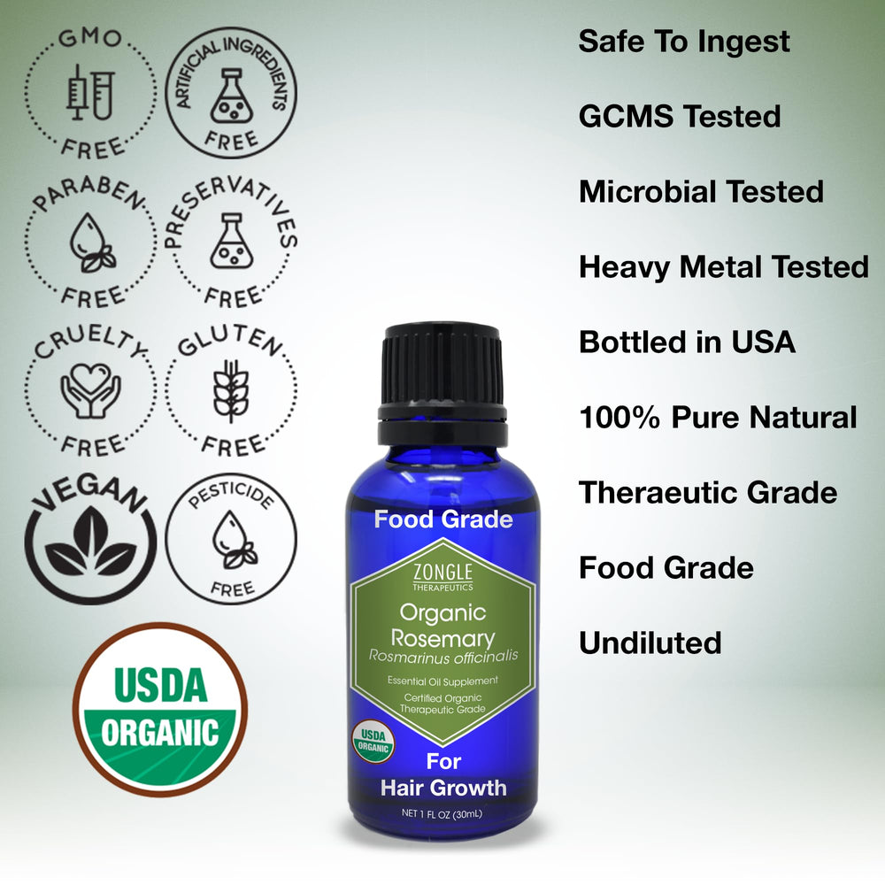 Zongle rosemary oil used for hair care to nourish follicles and vitality.