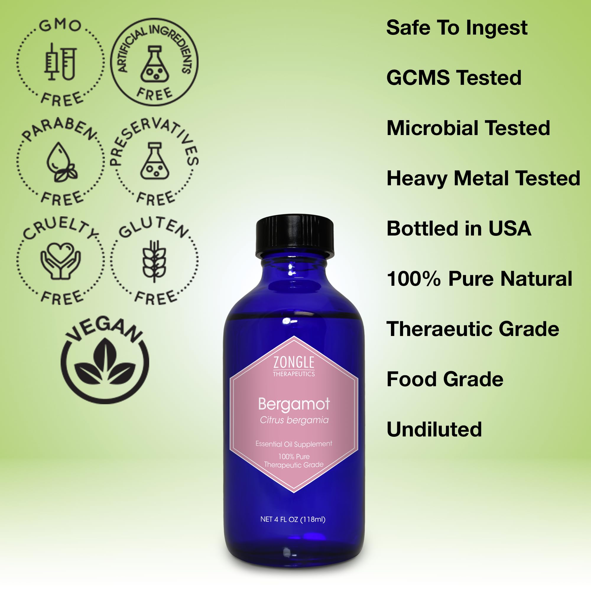 Zongle Therapeutics Bergamot oil acts as a citrus tea ingredient for bright beverages.