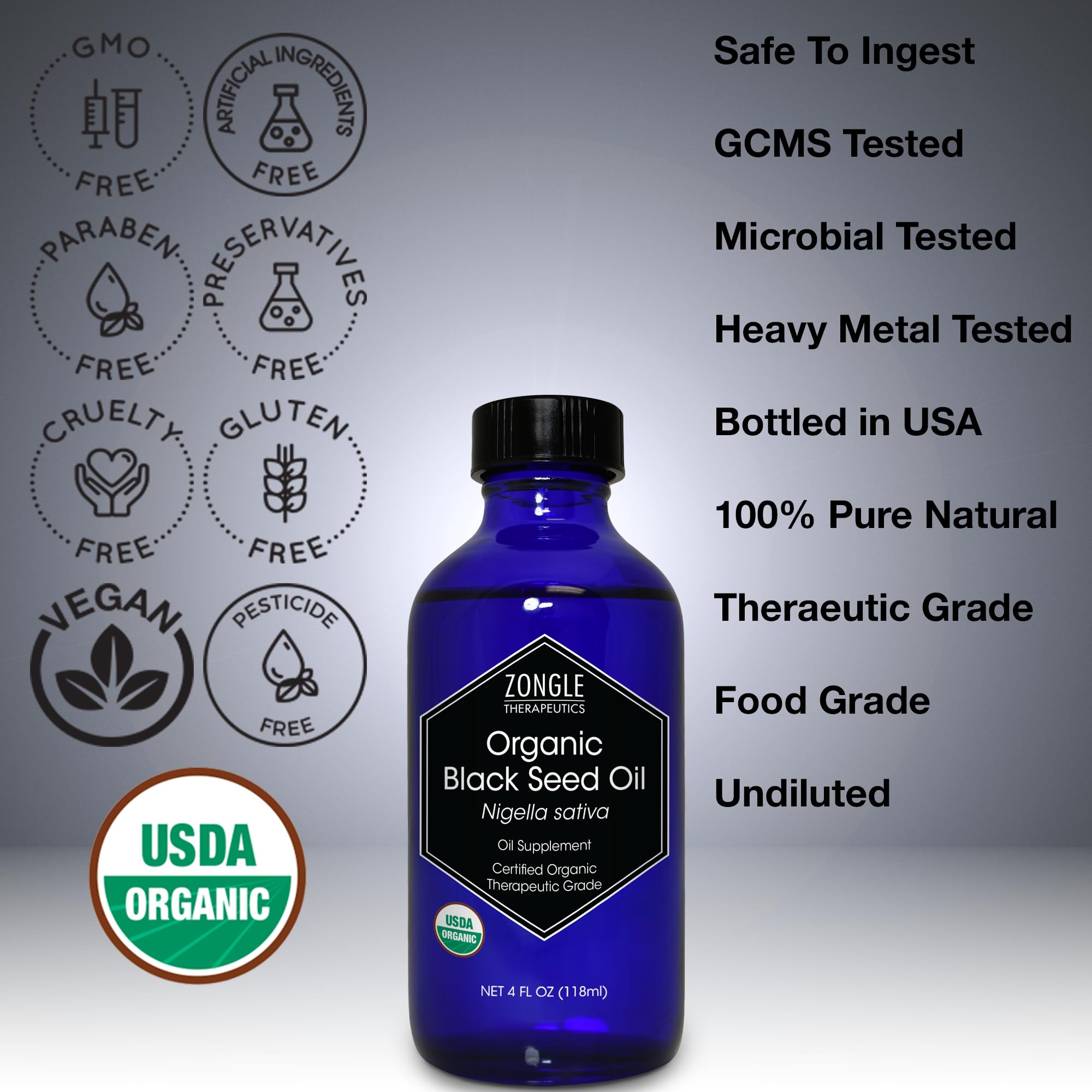 Zongle Therapeutics amber bottle protects contents from light to preserve potency.