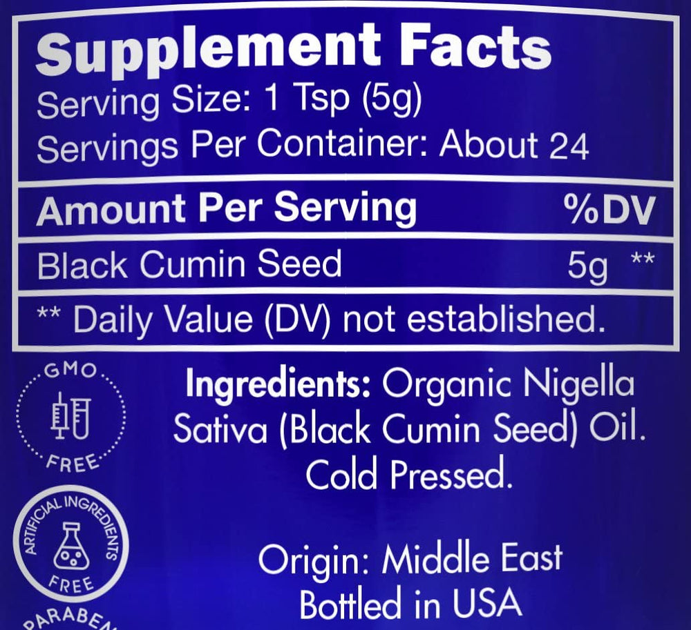 Zongle Therapeutics black seed oil in a glass bottle with pour spout for precise dosing.