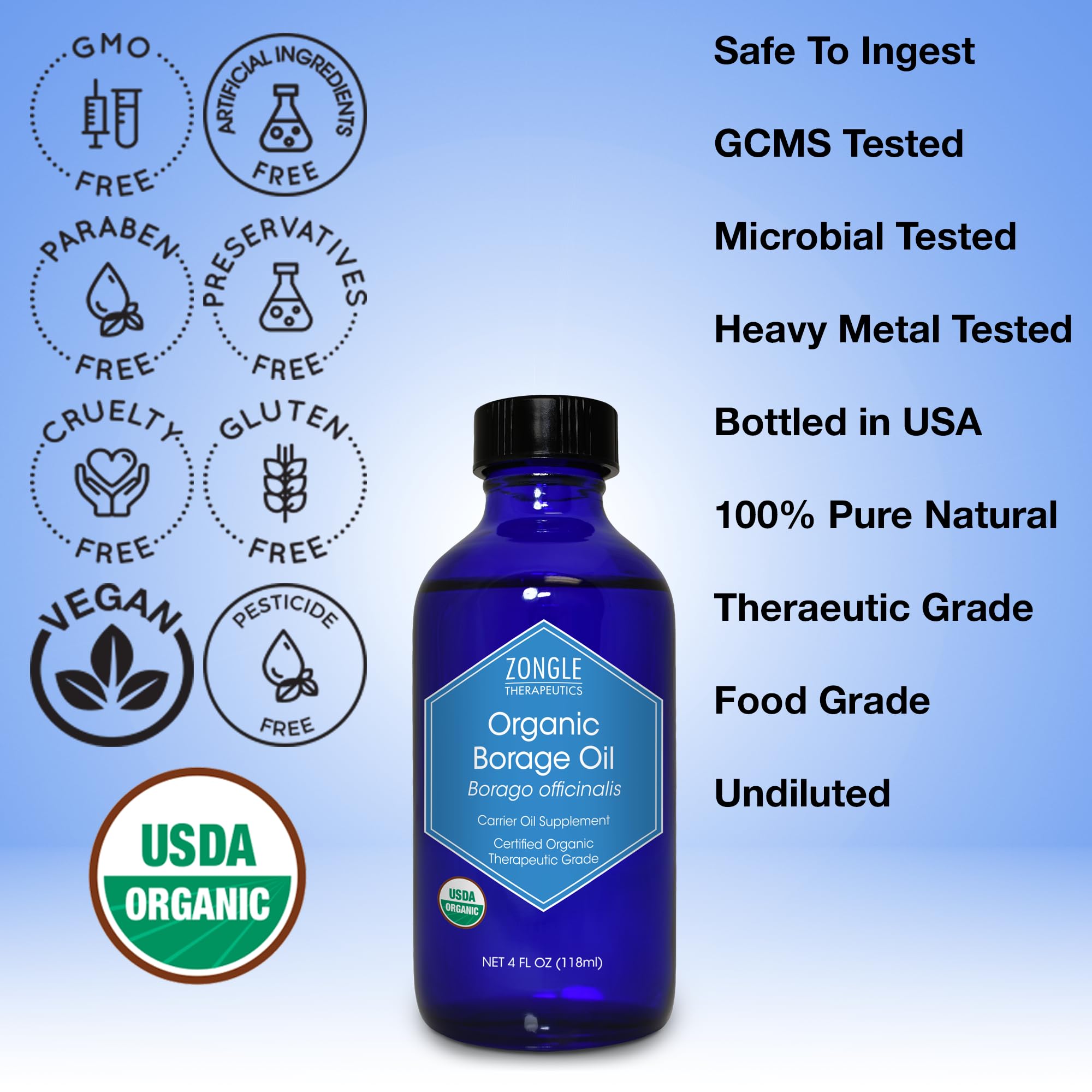 Pouring Zongle Therapeutics borage oil for easy daily ingestion