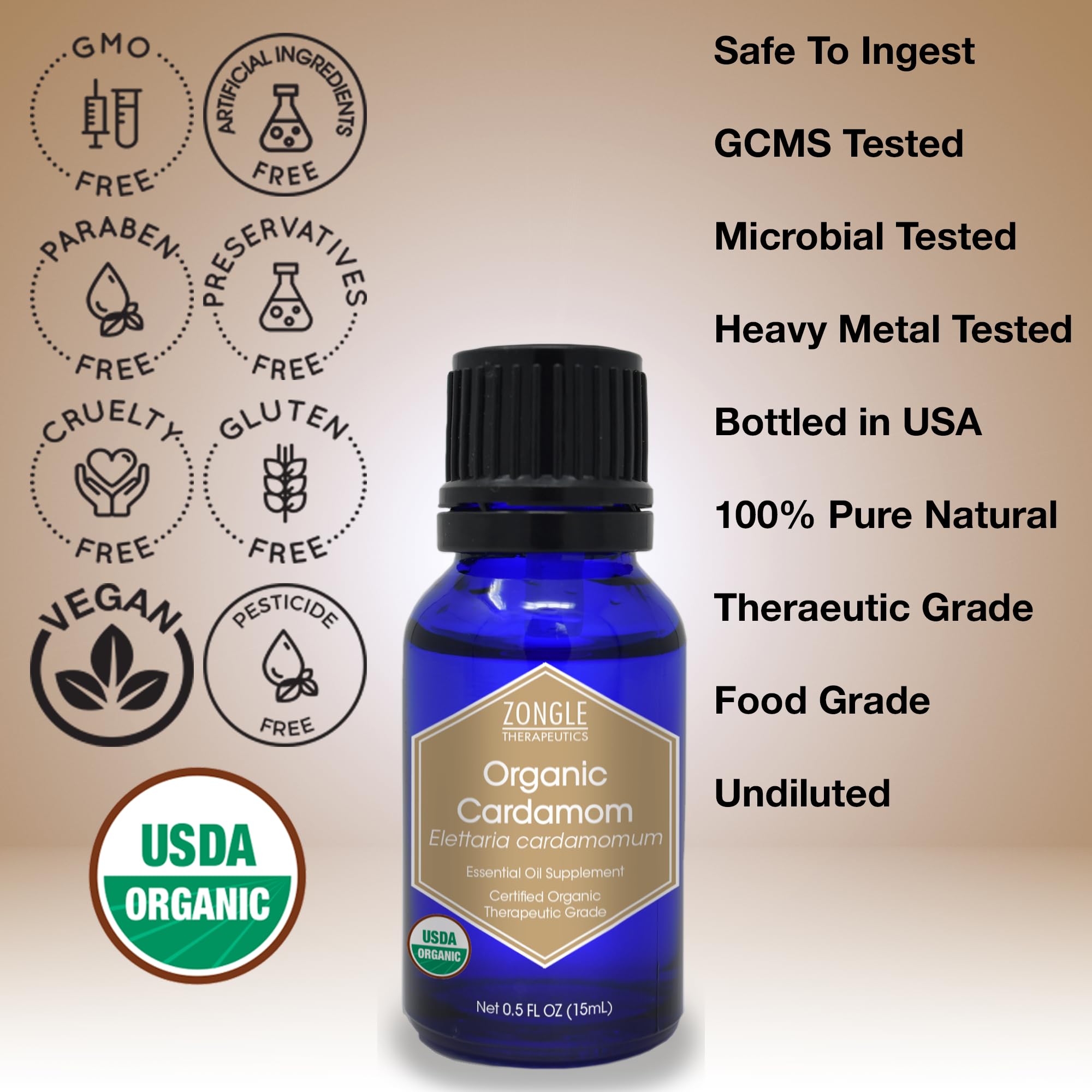 Zongle Therapeutics Cardamom Oil diffuser suggests uplifting, inviting aroma