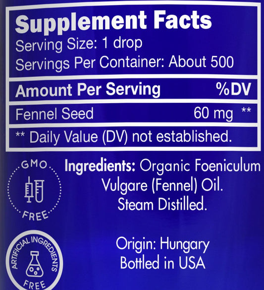 Zongle Therapeutics fennel oil dropper showing precise dosage for culinary and diffusion.