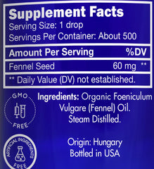 Zongle Therapeutics fennel oil dropper showing precise dosage for culinary and diffusion.