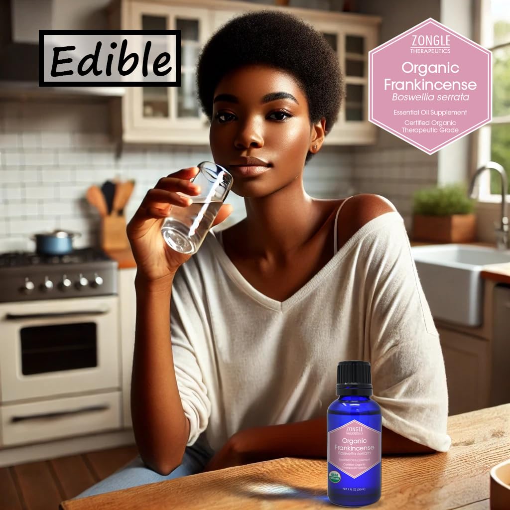 Zongle Therapeutics Frankincense oil diffuser scene—calming ambiance.