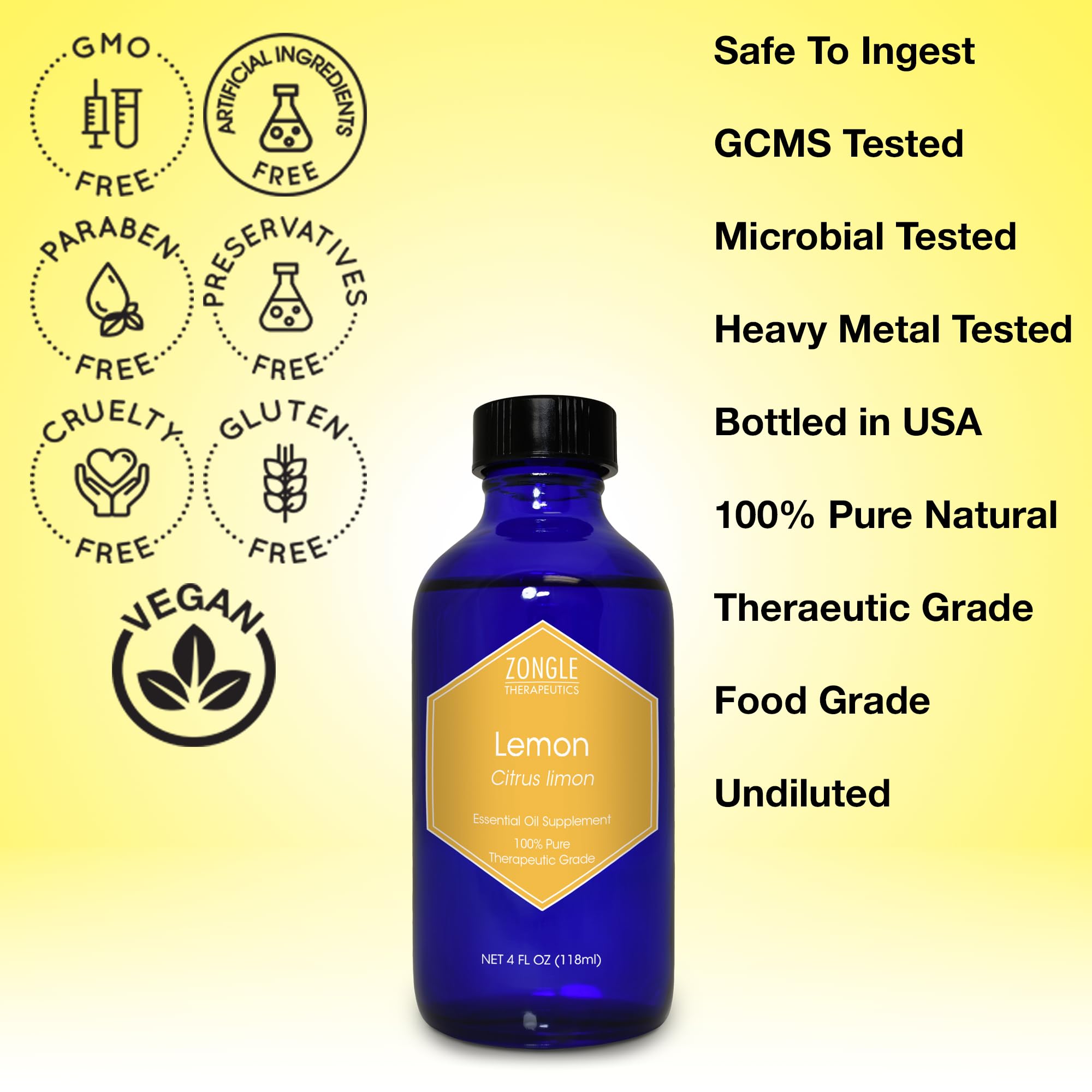Zongle Therapeutics Lemon Oil used in baking and beverages for brightness