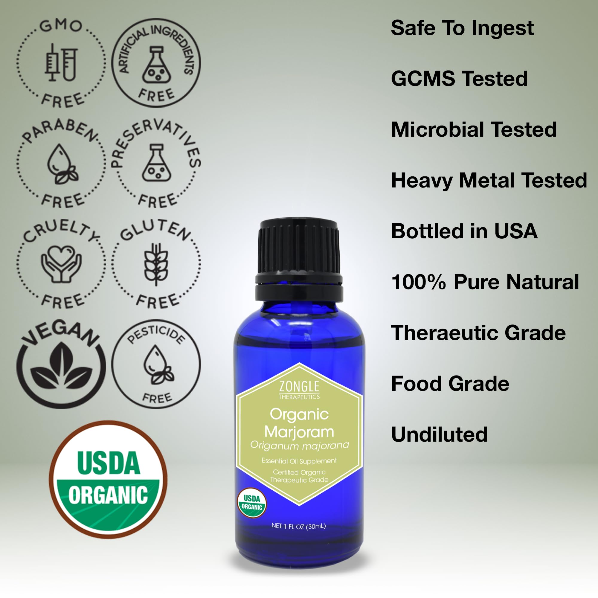 Zongle Therapeutics marjoram oil amber glass bottle preserves freshness