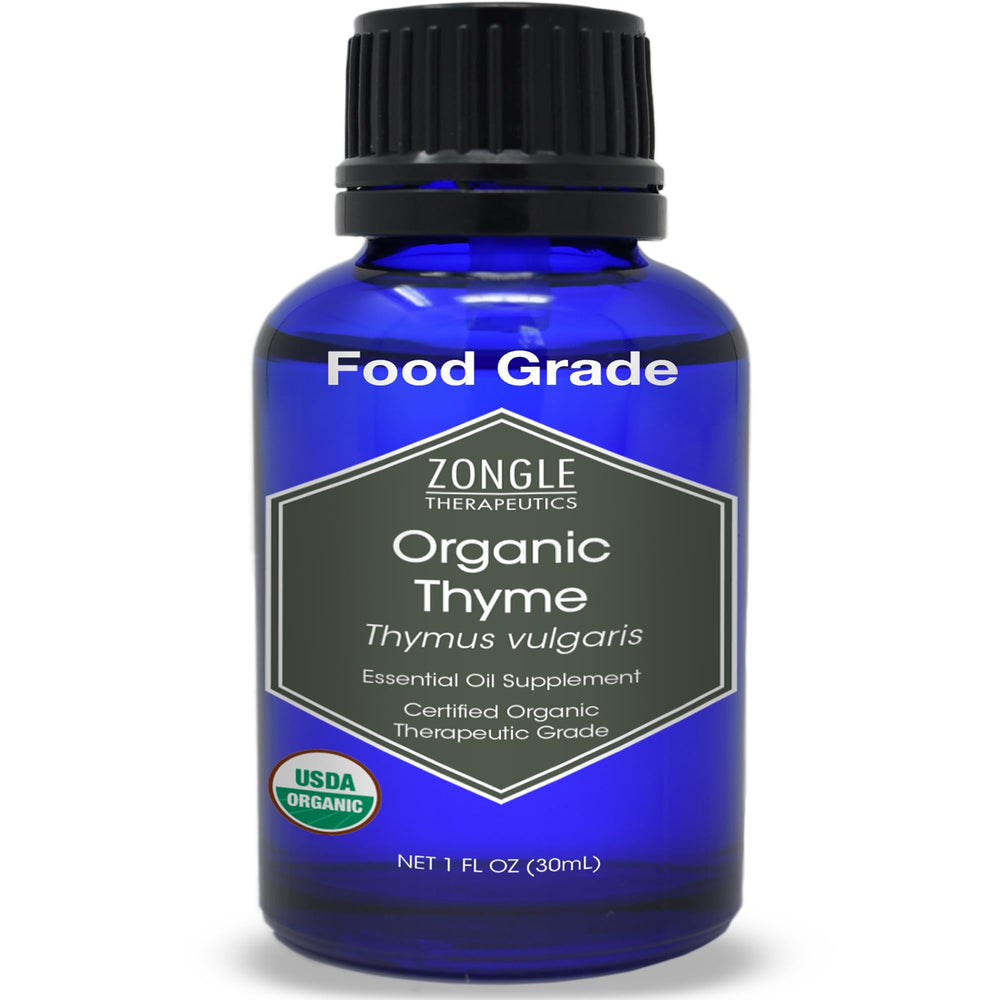 Zongle Therapeutics thyme essential oil bottle with dropper for culinary flavor enhancement