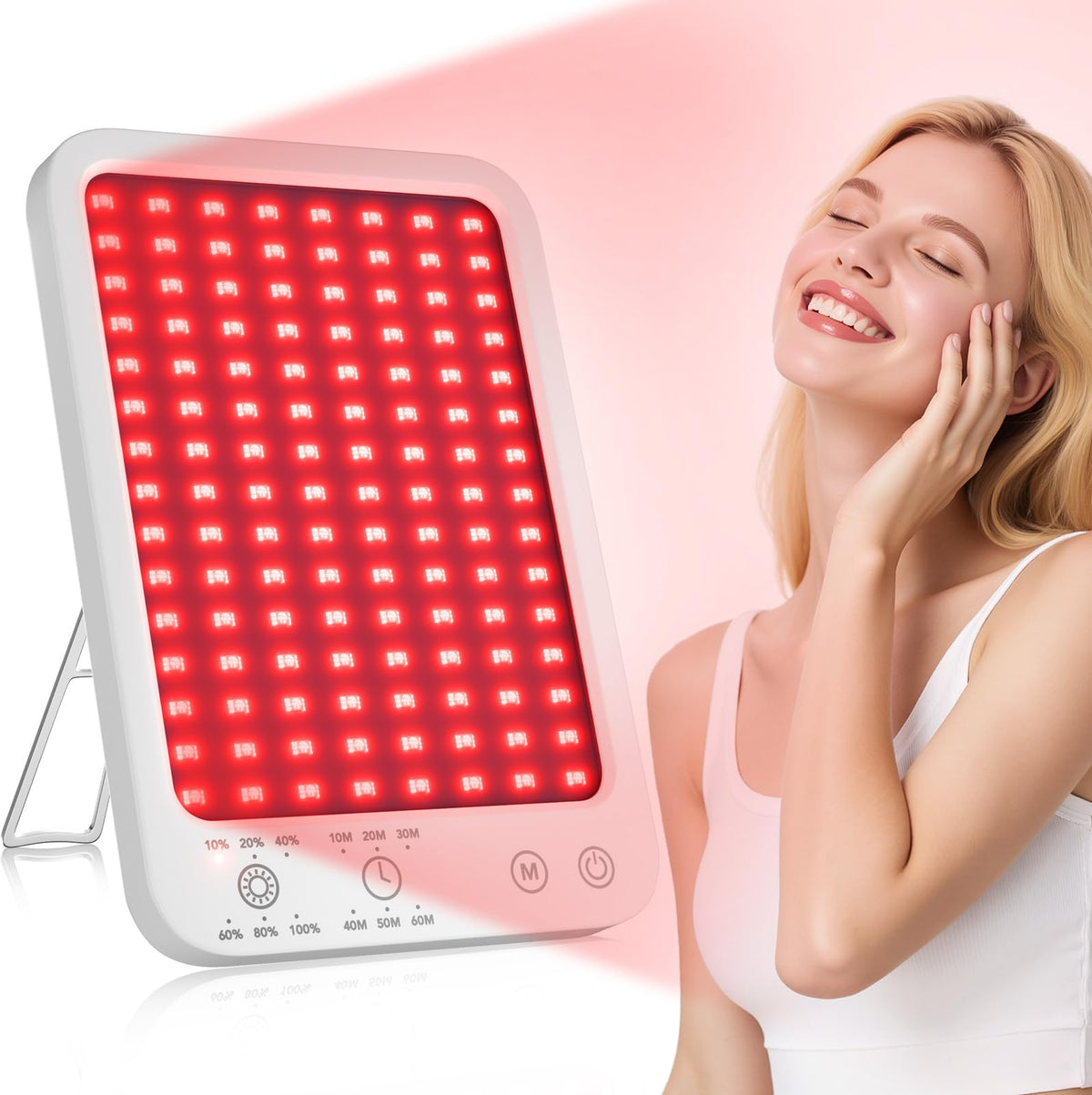 ZonGym red light panel for face with dual wavelengths supports at-home skin care.