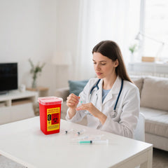 Small portable sharps container by ZOOFOX for versatile use