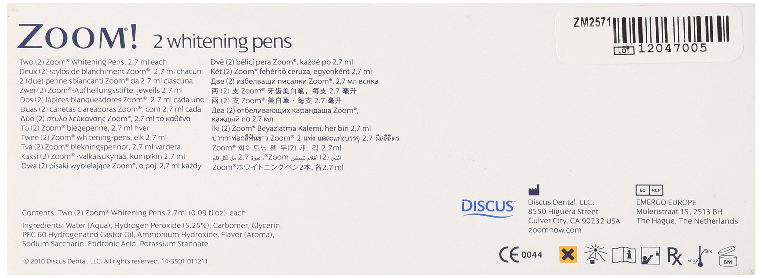 Zoom Whitening Pens 2 Pack packaging view highlighting portable, mess-free whitening solution