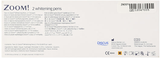 Zoom Whitening Pens 2 Pack packaging view highlighting portable, mess-free whitening solution