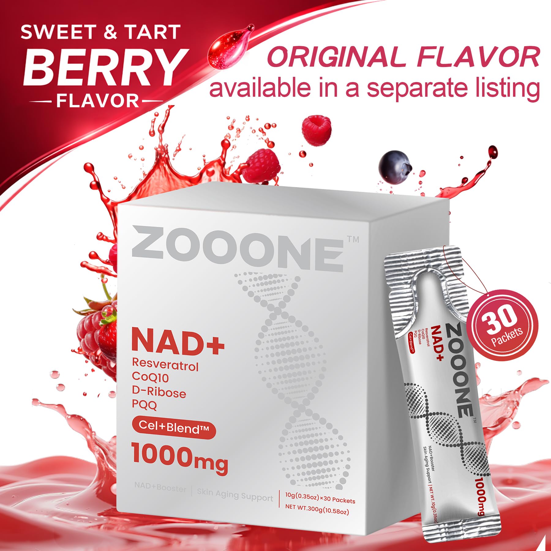 Zooone NAD+ liquid pour demonstrates easy dosing for busy mornings