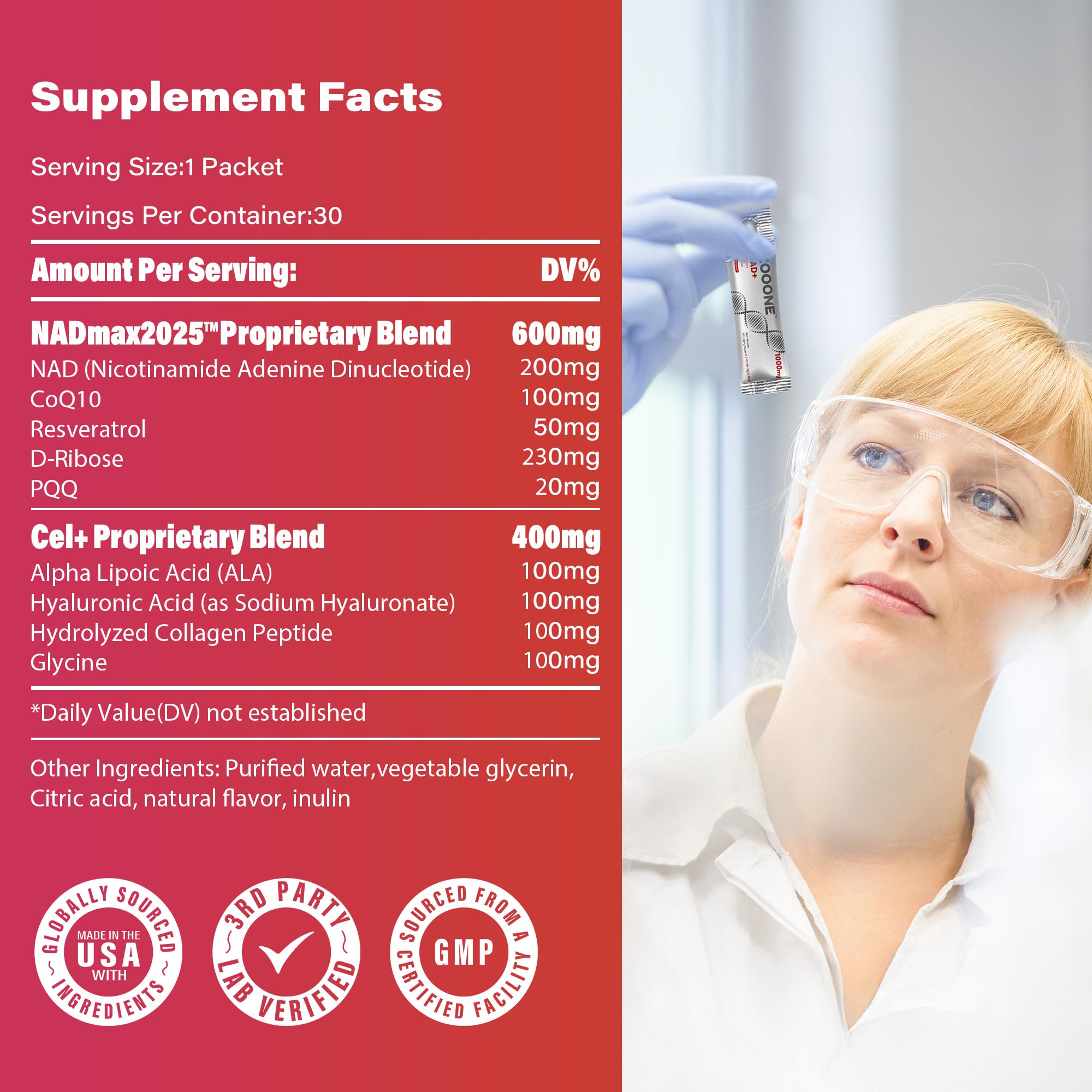 Zooone NAD+ 1000mg measured-doses: pre-measured portions for consistency.