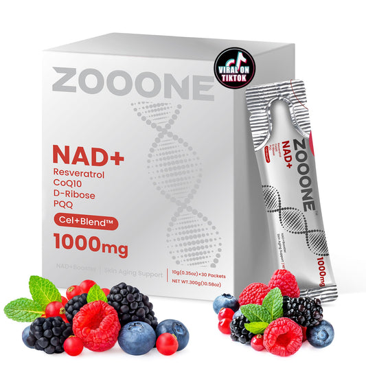 Zooone NAD+ bottle highlights premium formula for vitality