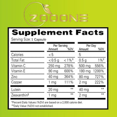 Zooone high-quality formulation label emphasizing rigorous sourcing.