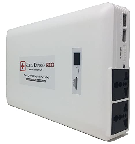 Zopec EXPLORE 8000 CPAP battery exterior shows compact home backup power.