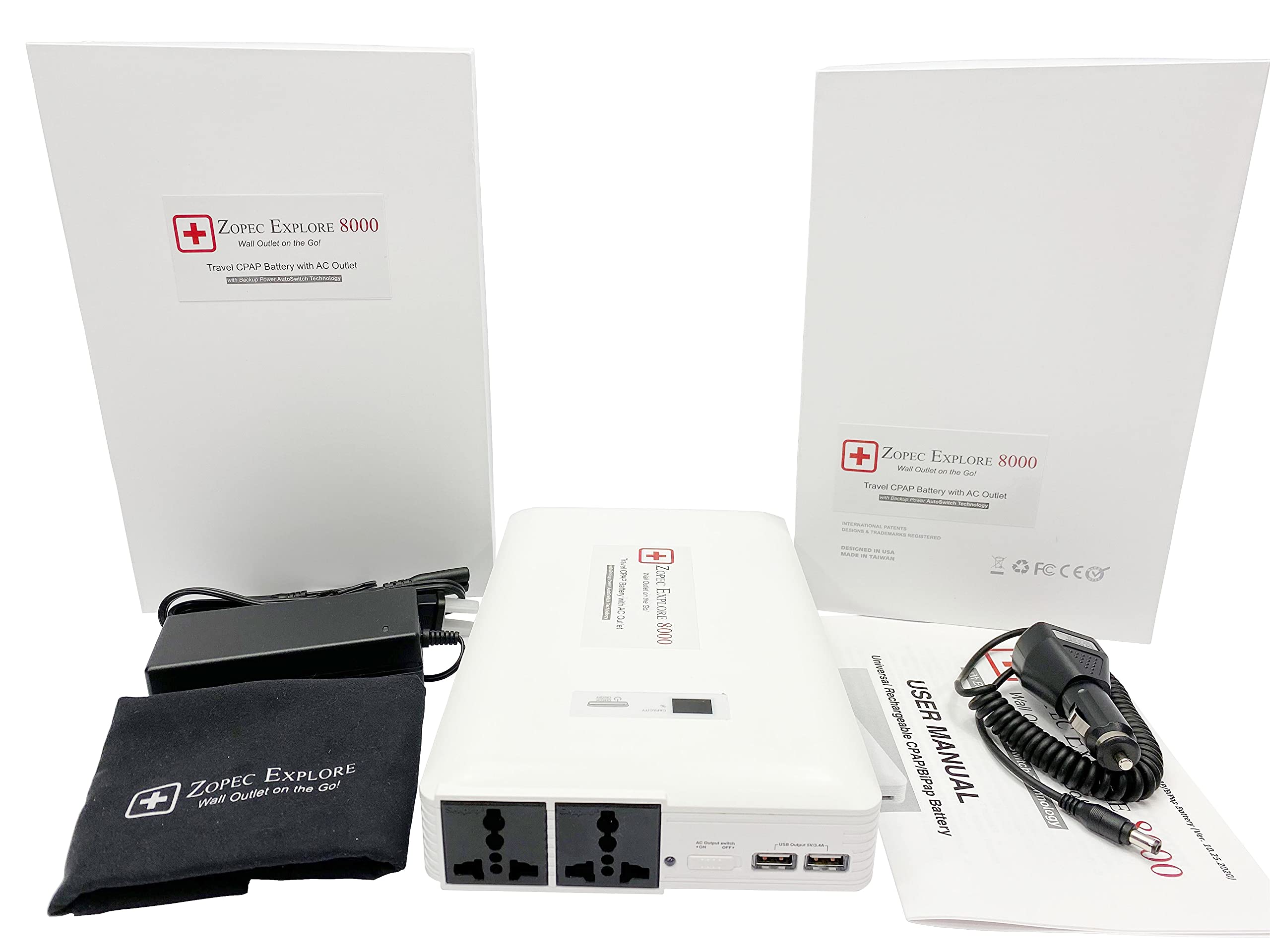 Not FAA compliant; designed for indoor backup use with CPAP devices.