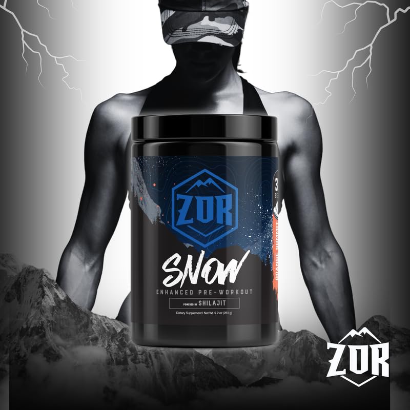 ZOR Labs Snow Pre-Workout scoop demonstrates easy mixability for quick sessions.