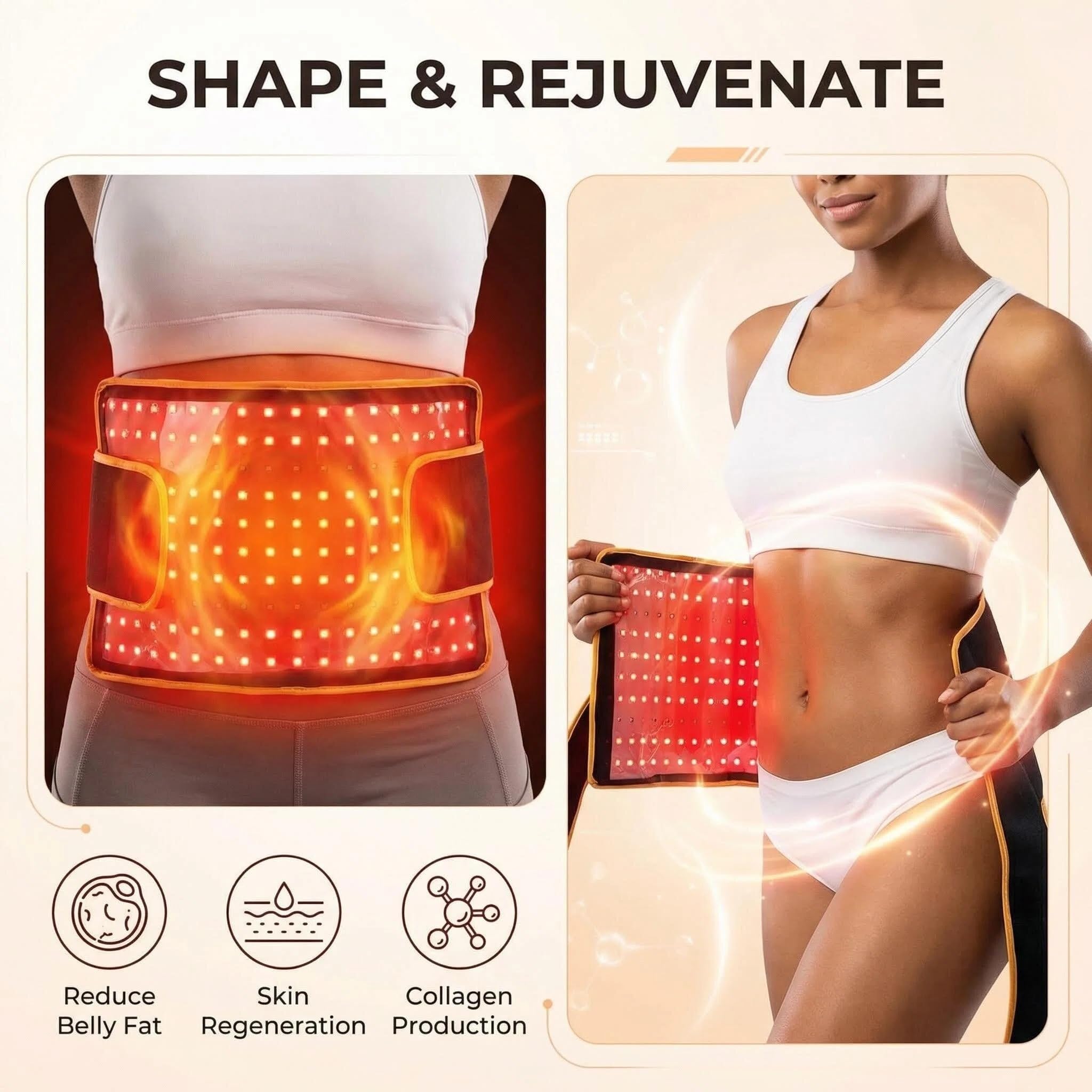 ZorMu red light therapy belt in use during a home wellness routine