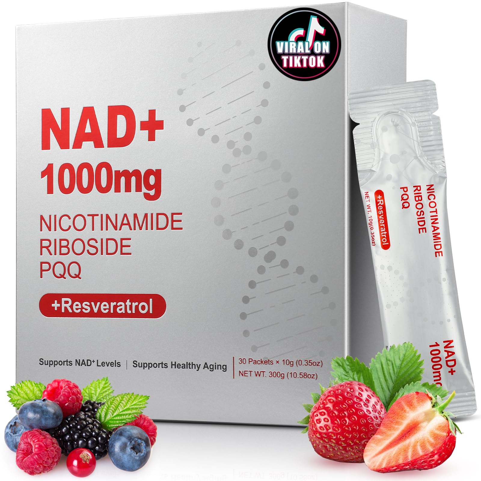ZOROAHER NAD1000 liquid bottle shown for energy-friendly aging support