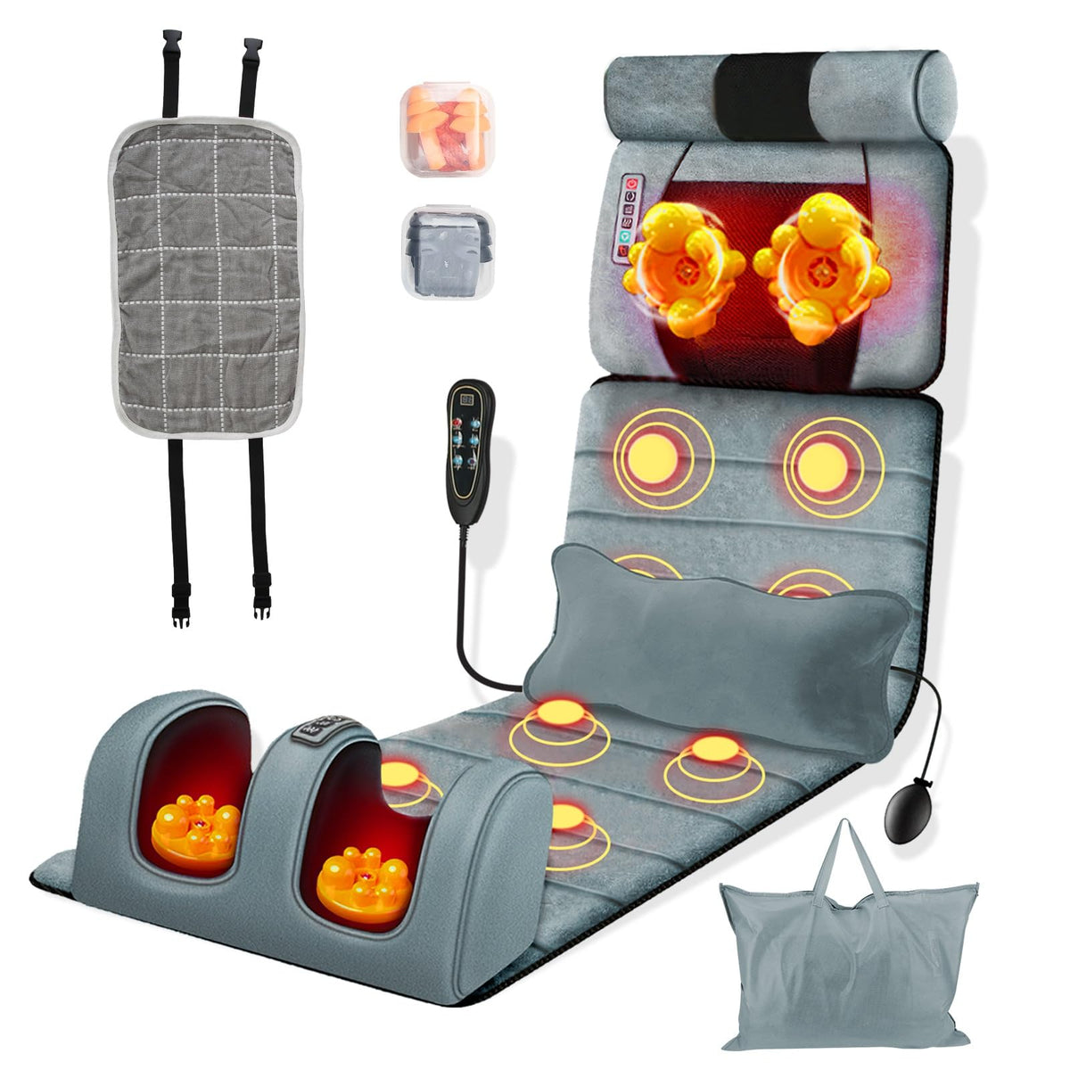Zorpupoa Full Body Massage Mat back view showing wide coverage and support