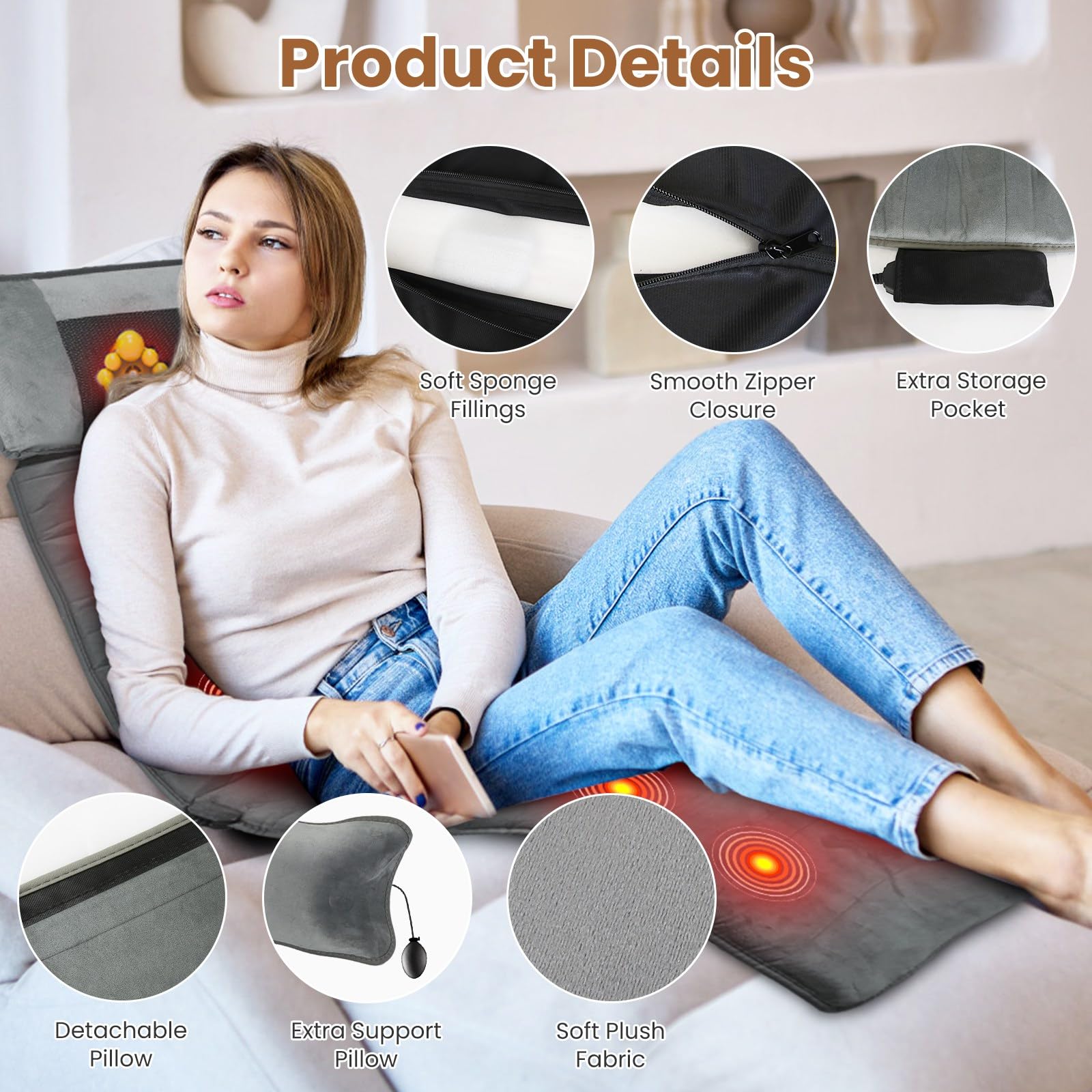 Zorpupoa soft plush fabric surface for cozy massage sessions
