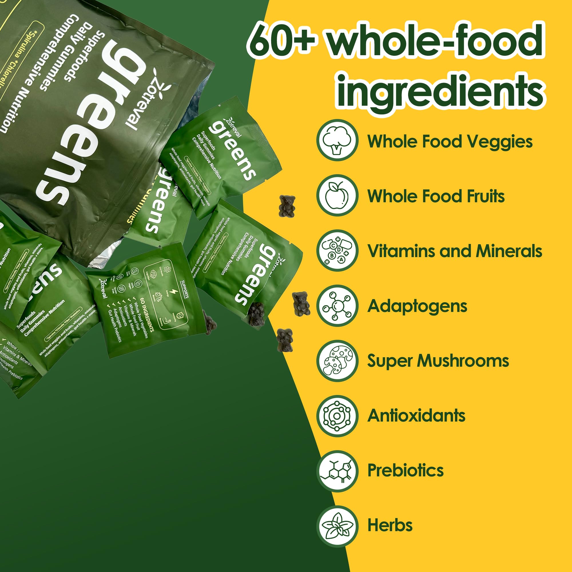 Close-up of Zotreval Daily Greens label with greens blend.
