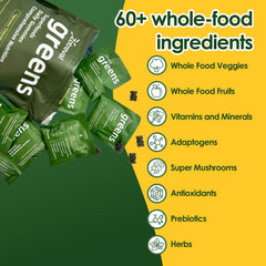 Close-up of Zotreval Daily Greens label with greens blend.