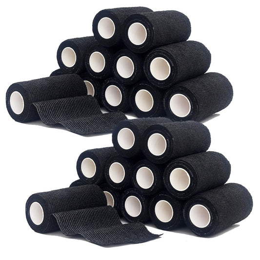 ZOVAREGE 24-rolls self-adhesive bandage wrap in black, compact and hygienic for easy transport