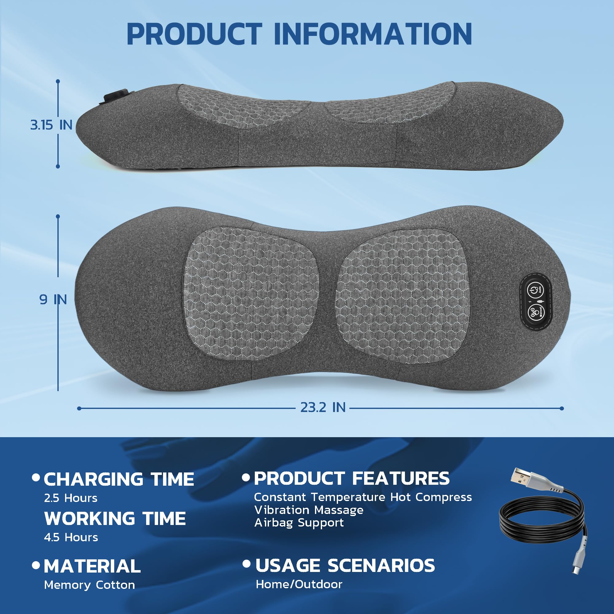 ZOYACREATE cordless back massager ready for use anywhere after charging