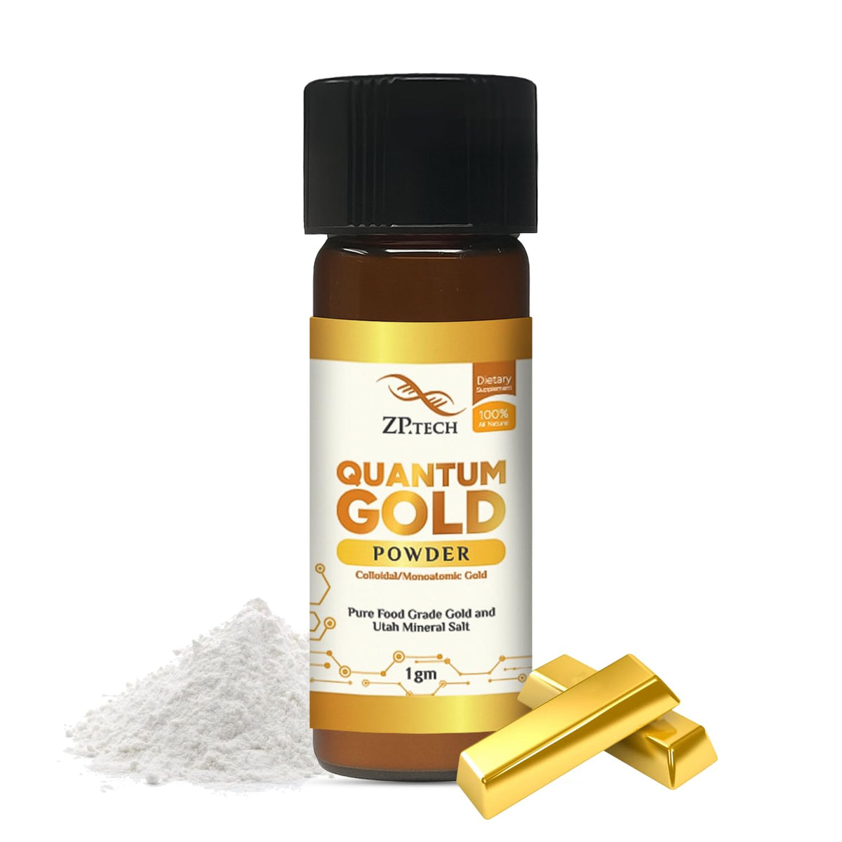 ZP.TECH Quantum Gold 24K ormus bottle pour boosts focus during study