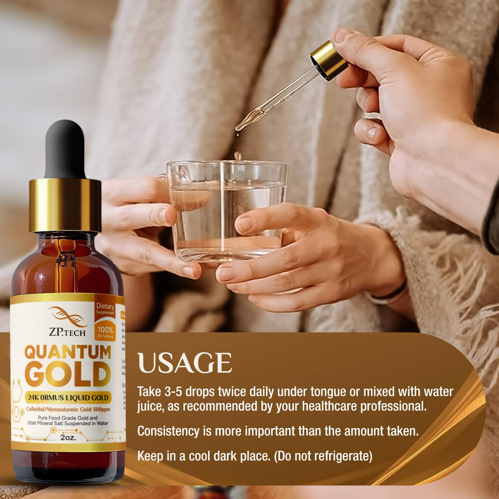 ZP.TECH Quantum Gold energy glow suggests balanced vitality during use