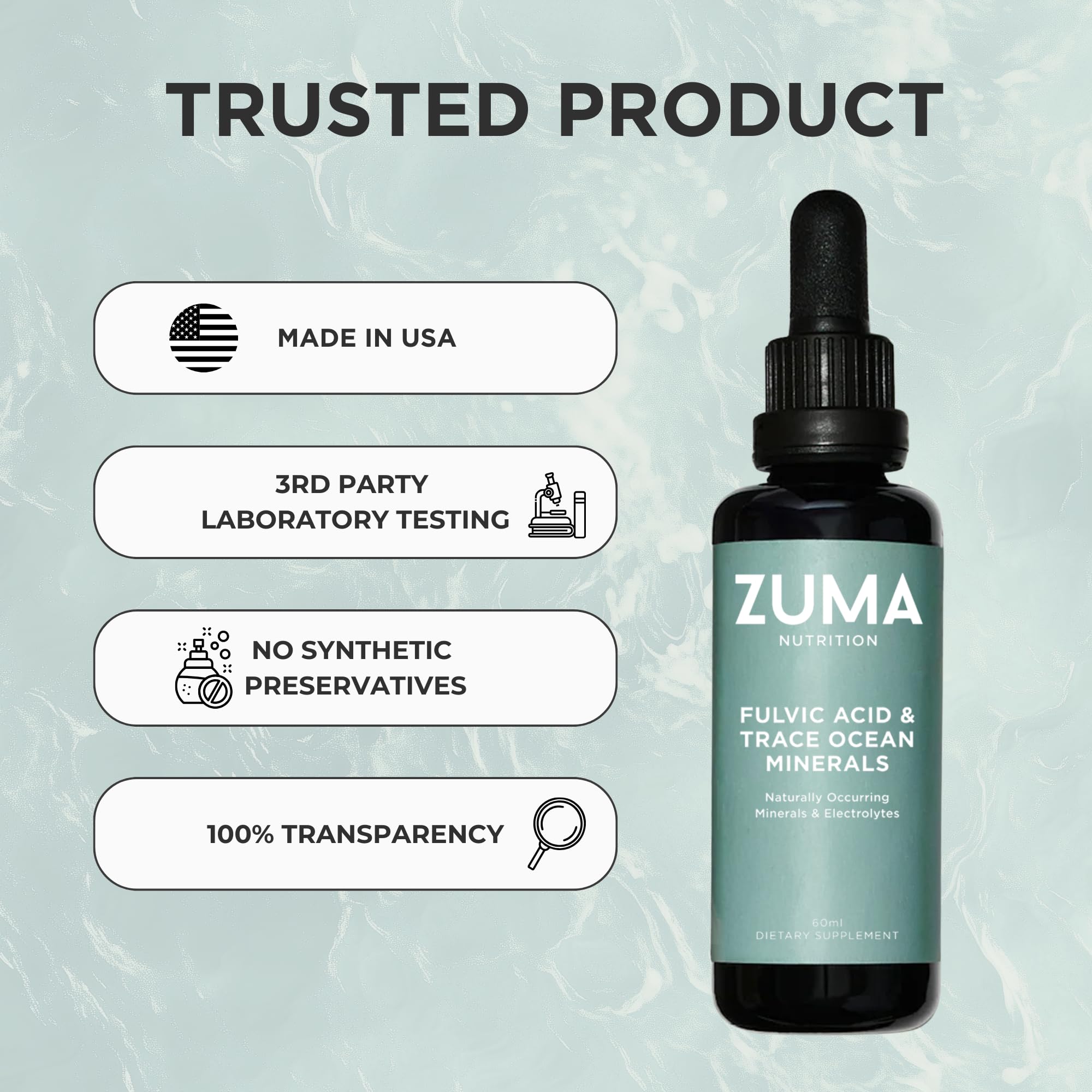 Zuma Nutrition earthy taste drops ready for dilution in drinks.