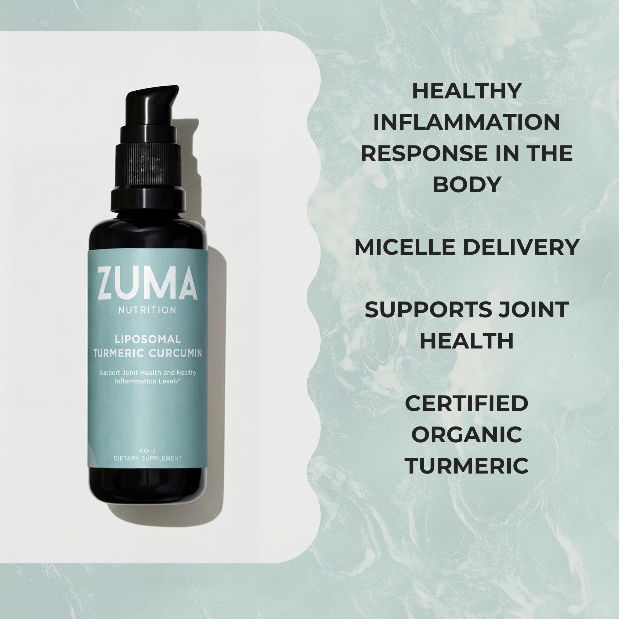 Zuma Nutrition liposomal turmeric drops glass with golden hue