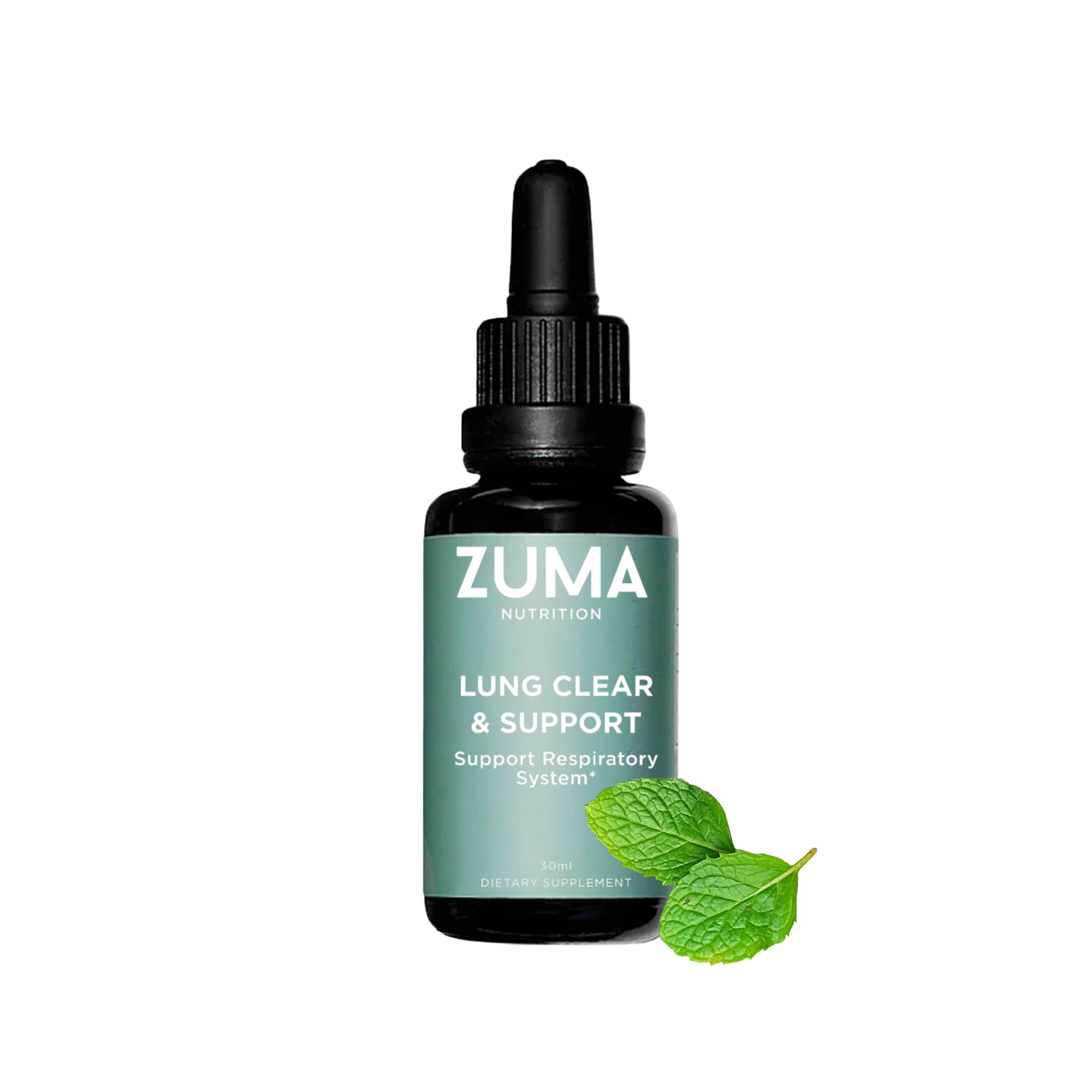 Zuma Nutrition Lung Support Tonic bottle front shows vegan herbal blend for daily breathing routines