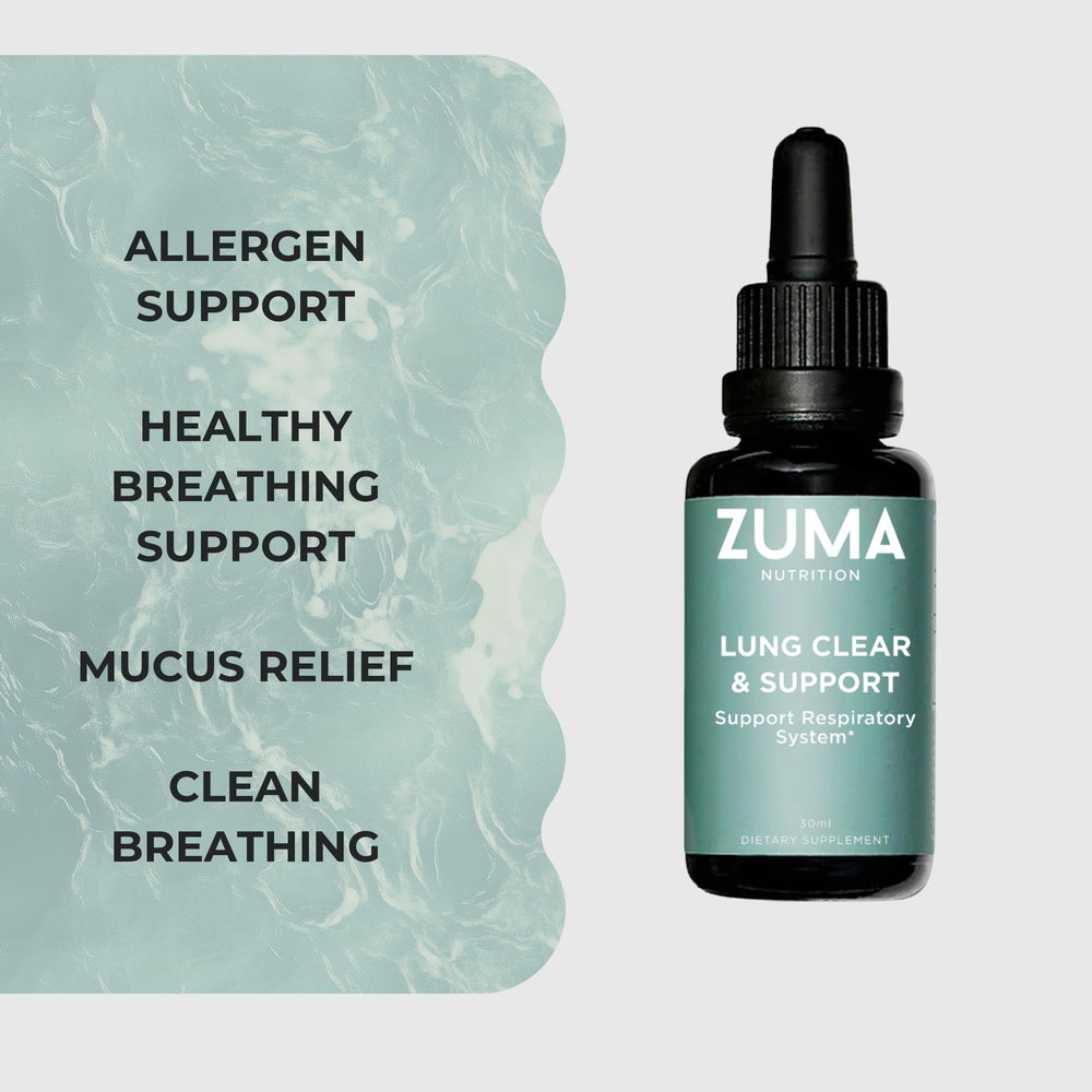 Zuma Nutrition Lung Support Tonic ingredients: osha root close-up emphasizes traditional warming notes