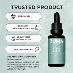 Zuma Nutrition Lymphatic Tonic herbal close-up highlighting wild harvested ingredients