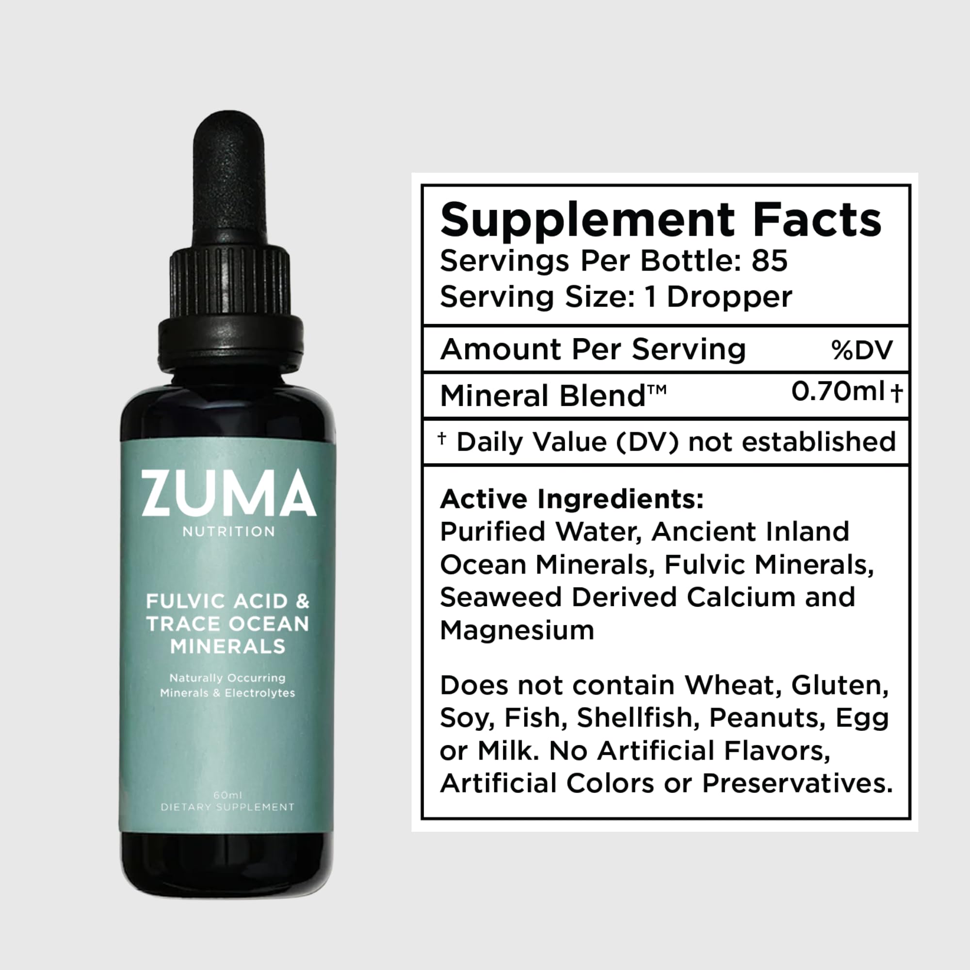 Zuma Nutrition mineral blend in glass bottle supports everyday wellness.