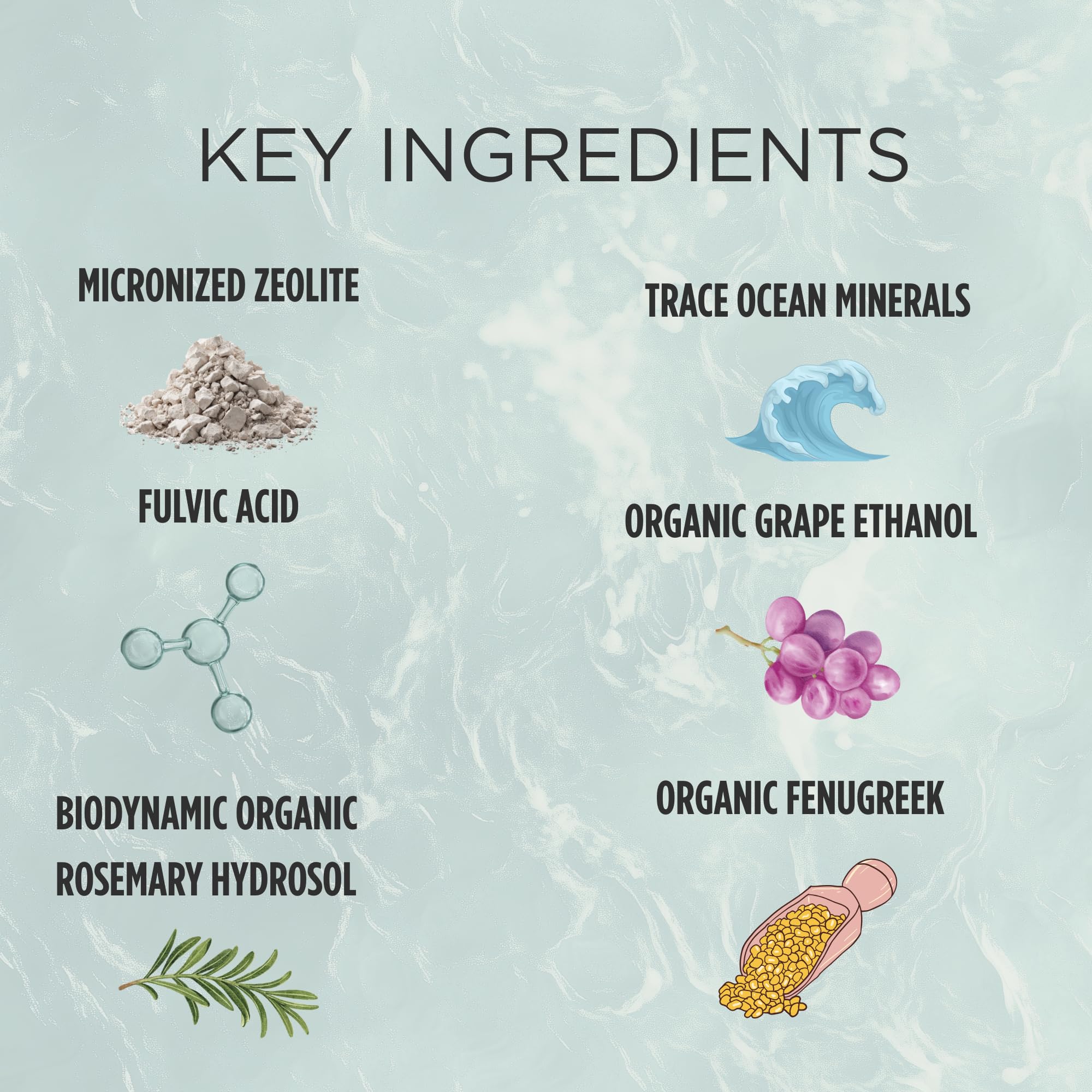 Close-up of minerals and fulvic acid supporting daily mineral intake in Zuma tonic.