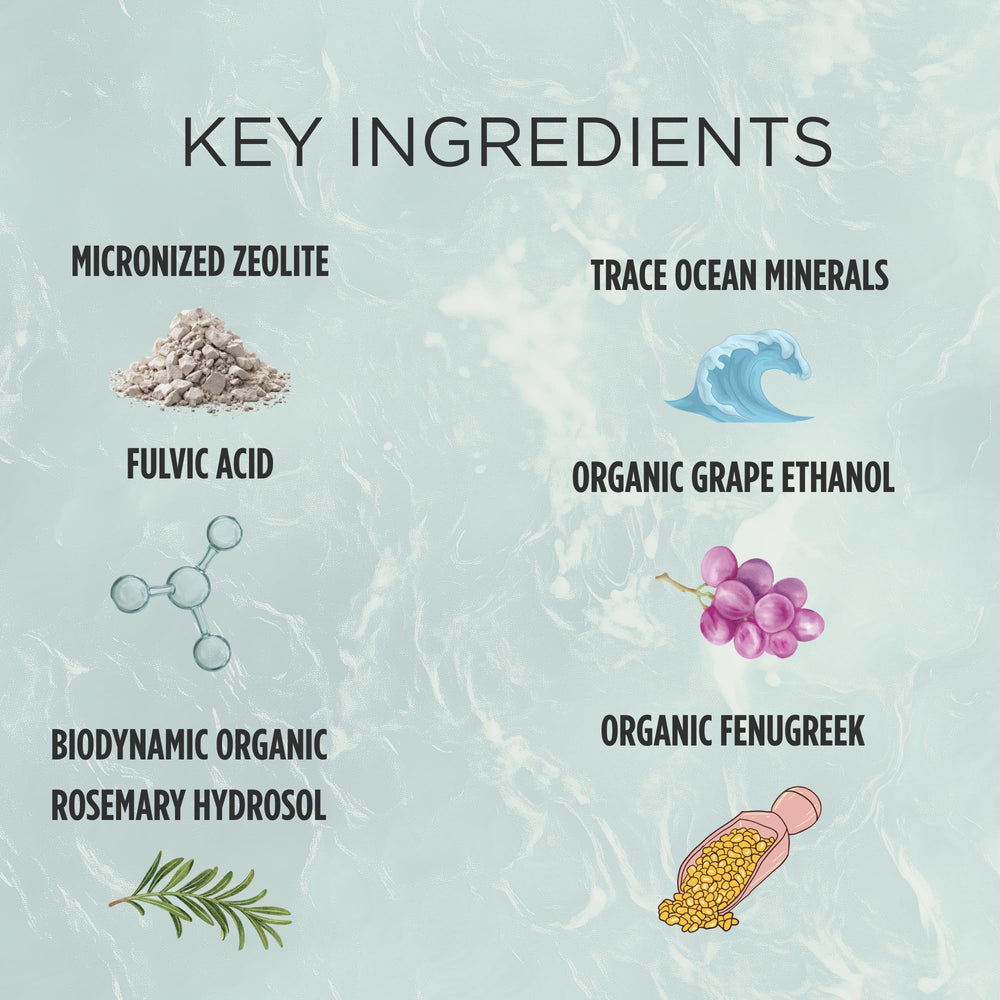 Close-up of minerals and fulvic acid supporting daily mineral intake in Zuma tonic.