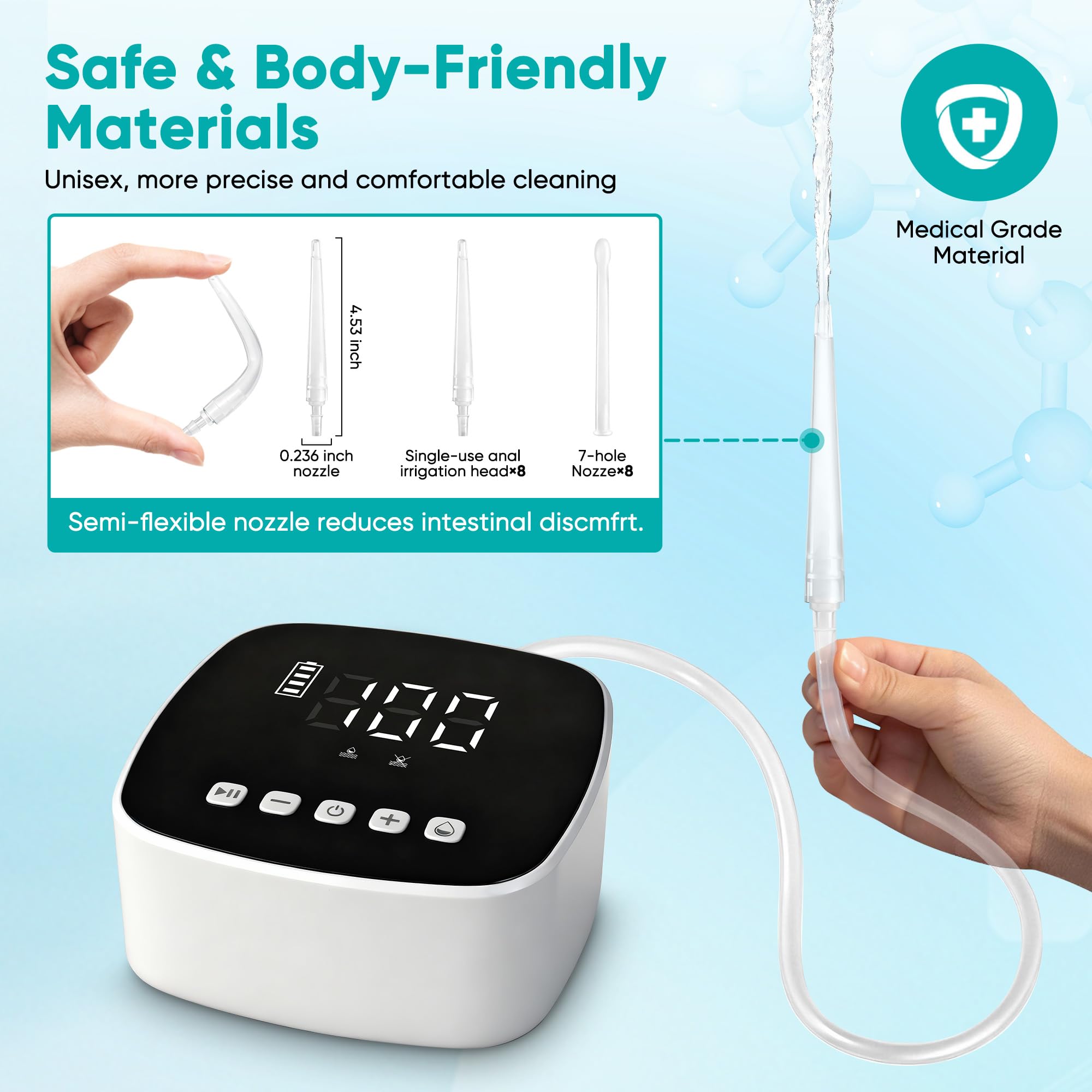 ZUOHE Enema Kit dual-nozzle set with high-pressure and gentle dispersion options