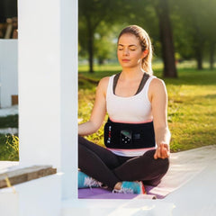Zupora red light therapy belt on abdomen for relaxation