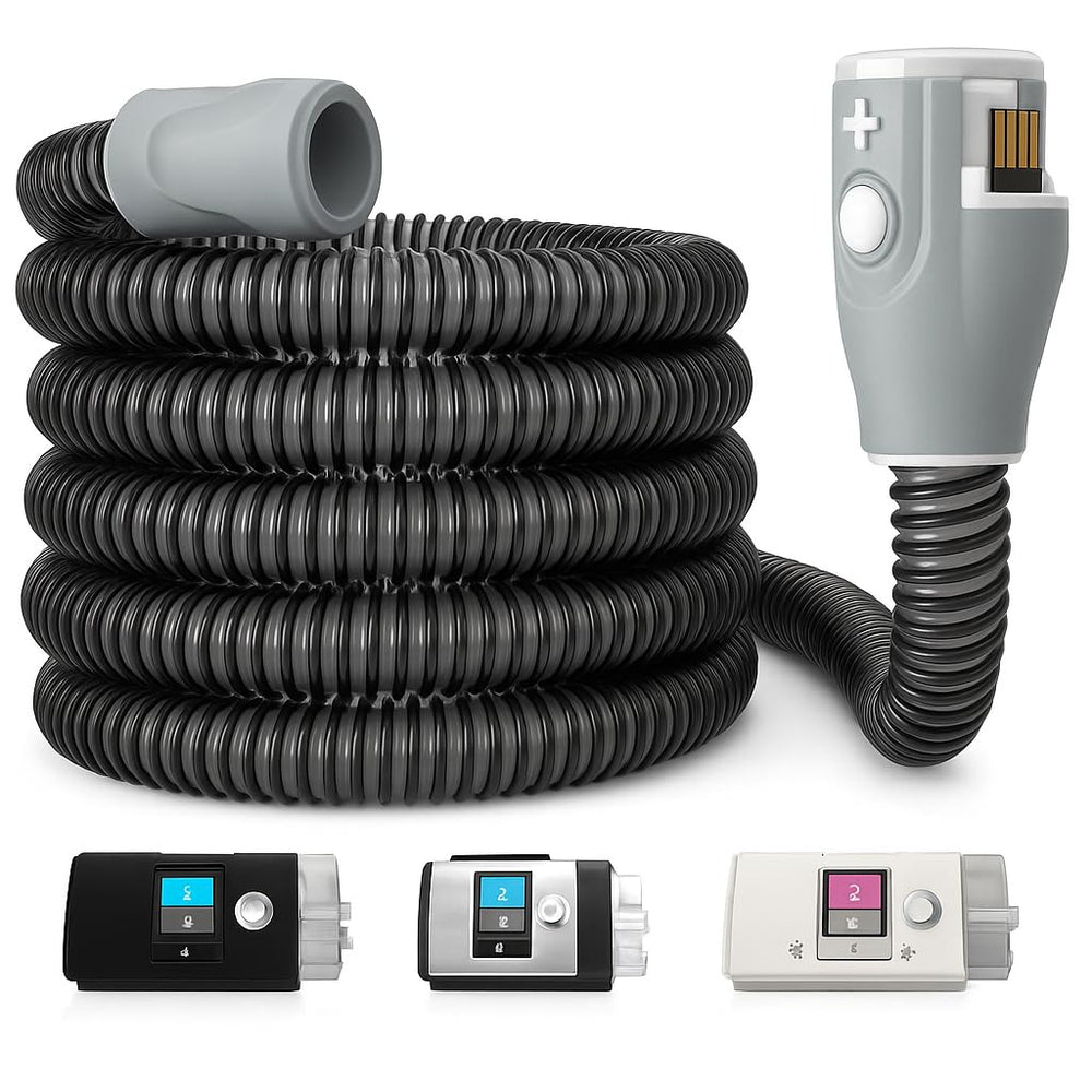 ZURNMED Climate-Line hose connects to AirSense 10 with a secure seal.