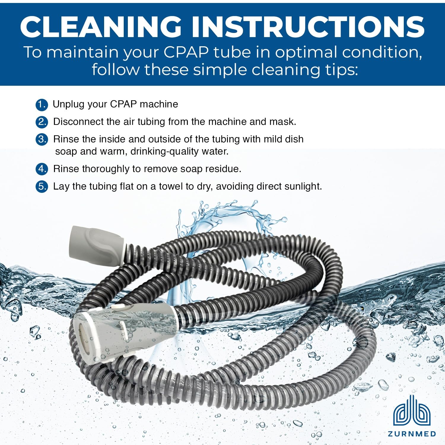 ZURNMED Climate-Line hose offers secure quick connection for easy nightly setup.