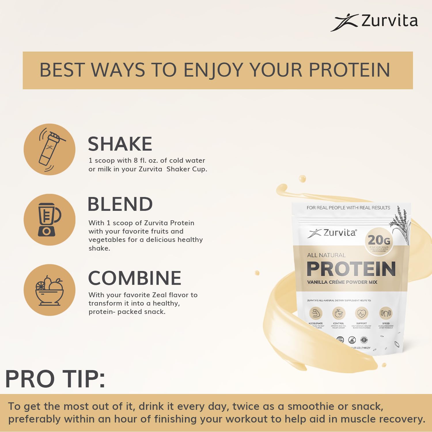 Zurvita Vanilla Creme ingredients list with probiotics and no artificial sweeteners